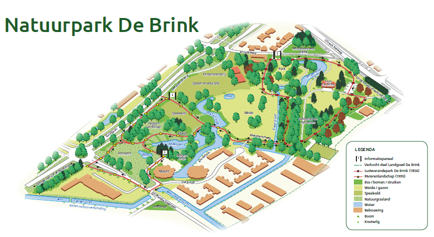 Kaart van de wandelroute door het park